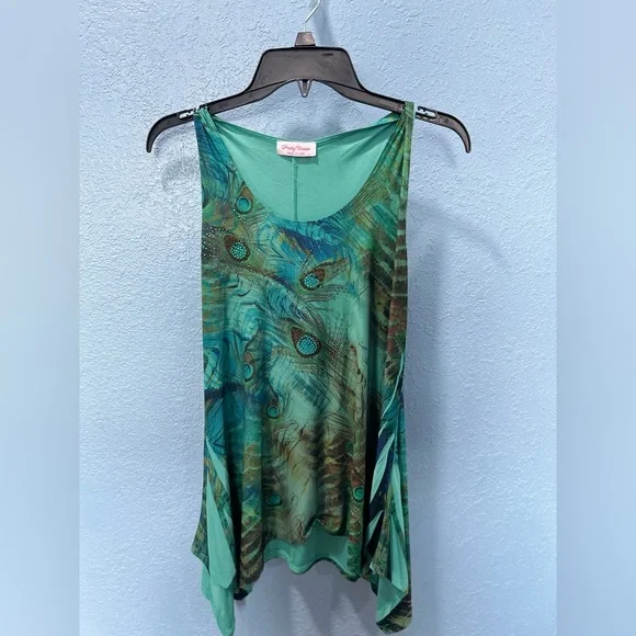Pretty Women Dresses | Pretty Woman Abstract Dress With Colorful Rhinestones From Antique Store | Color: Blue/Green | Size: M | Waldy01's Closet